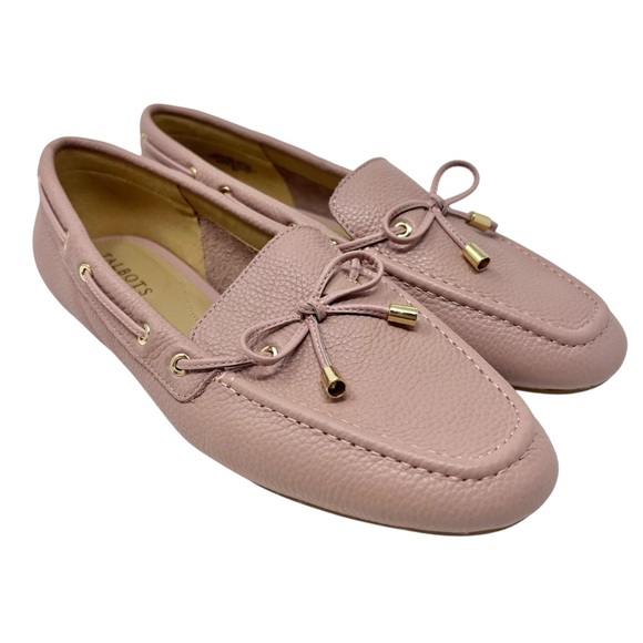 Talbots Jessie Soft Pink Driving Loafers Women’s 8 Pebbled Leather Moccasins - Picture 2 of 11